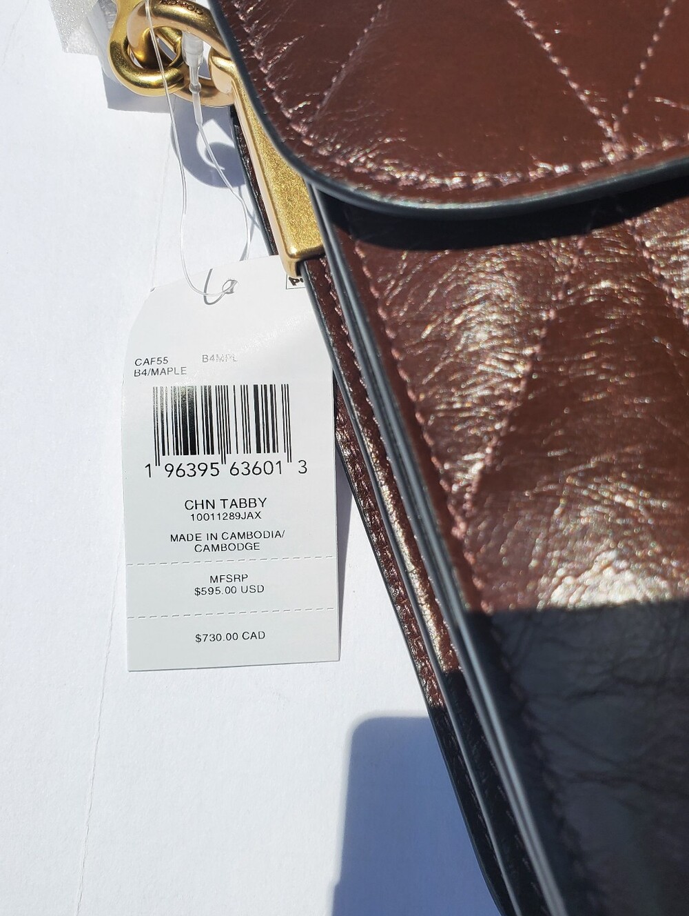 NWT Coach Quilted Maple Chain Tabby - Picture 2 of 9